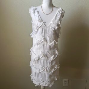 Anthropologie Maeve White Fringe Dress Size 4